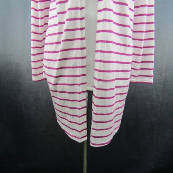 Chicos Ultimate Tee White Pink Long Open Cardigan Jacket Size S 0 Side Pockets - Picture 3 of 10